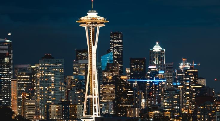 space needle night