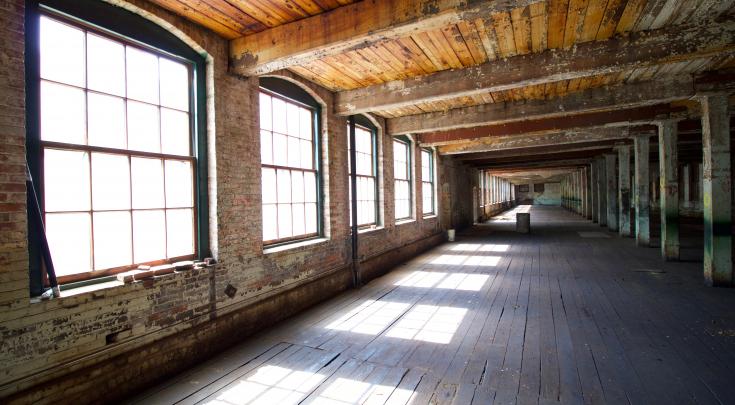 Indian Motorcycle factory massive interior beams