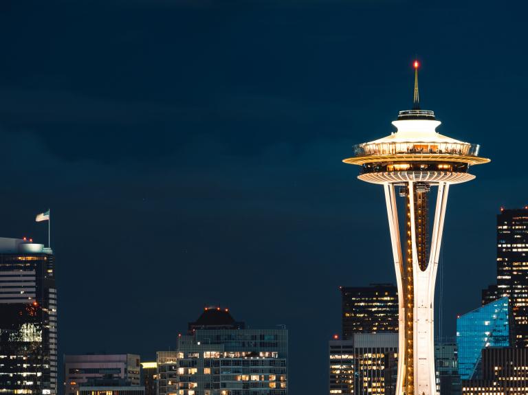 Space Needle image at night
